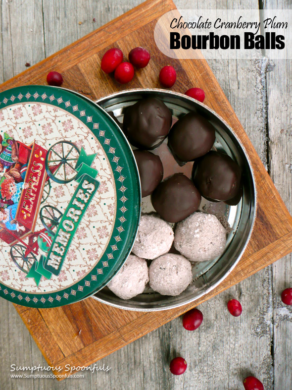 Chocolate Cranberry Plum Bourbon Balls ~ Sumptuous Spoonfuls #holiday #recipe