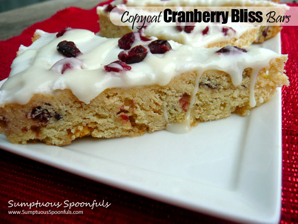 Copycat Starbucks Cranberry Bliss Bars ~ Sumptuous Spoonfuls #holiday #cookie #recipe