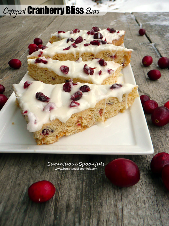 Copycat Starbucks Cranberry Bliss Bars ~ Sumptuous Spoonfuls #holiday #cookie #recipe