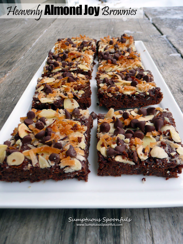 Heavenly Almond Joy Brownies ~ Sumptuous Spoonfuls #decadent #brownie #recipe