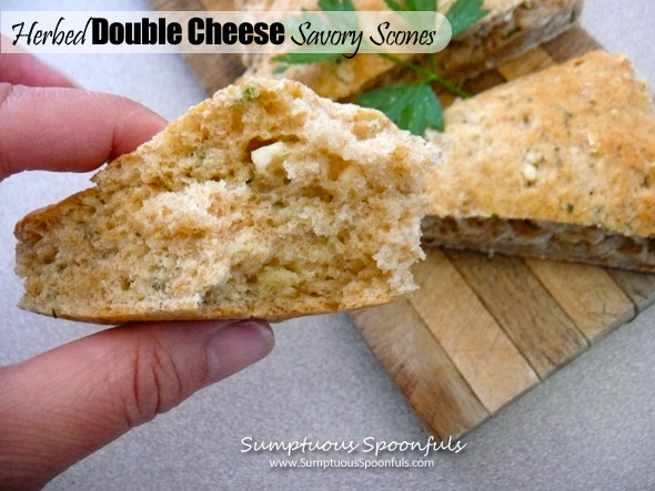 Herbed Double Cheese Savory Scones ~ Sumptuous Spoonfuls #savory #scone #recipe