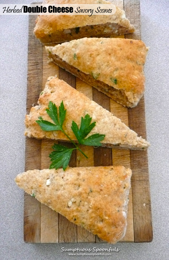 Herbed Double Cheese Savory Scones ~ Sumptuous Spoonfuls #savory #scone #recipe