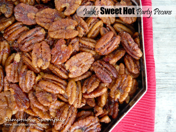 Jack's Sweet Hot Party Pecans ~ Sumptuous Spoonfuls #spiced #nuts #recipe