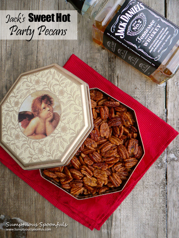 Jack's Sweet Hot Party Pecans ~ Sumptuous Spoonfuls #spiced #nuts #recipe