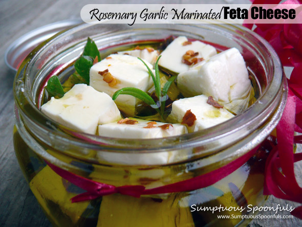 Rosemary Garlic Marinated Feta Cheese ~ the perfect #homemade #holiday #gift