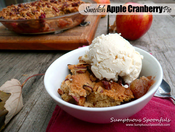 Swedish Apple Cranberry Pie ~ Sumptuous Spoonfuls #pie #recipe