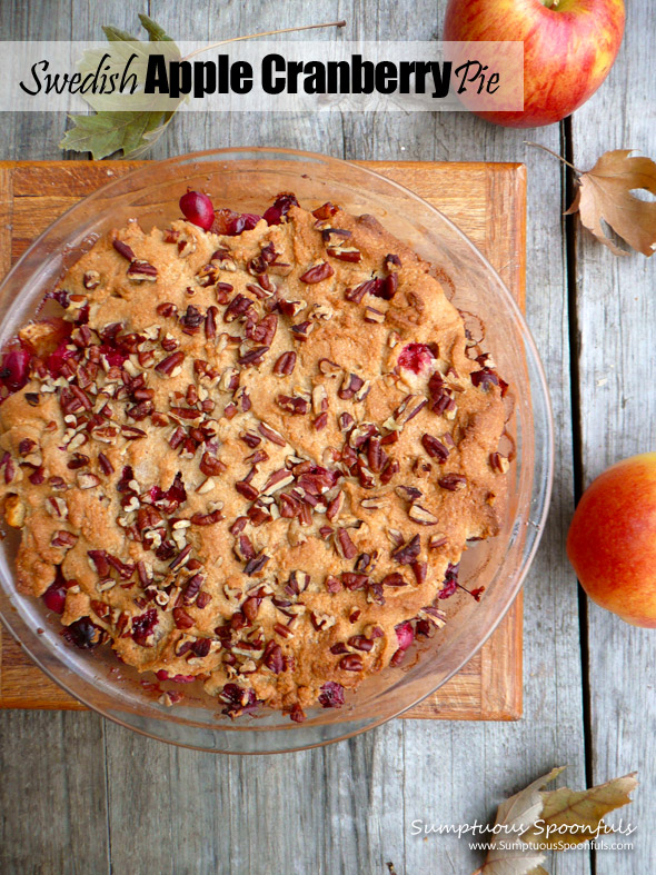 Swedish Apple Cranberry Pie ~ Sumptuous Spoonfuls #pie #recipe