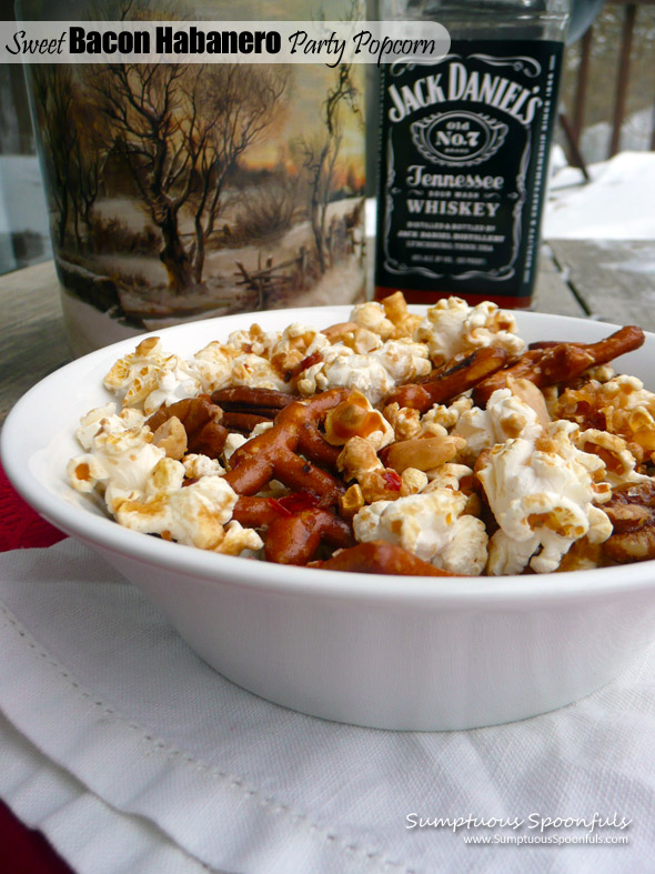 Sweet Bacon Habanero Party Popcorn ~ it's hot, spicy, sweet, salty, smoky, crunchy good.