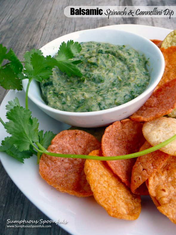 Balsamic Spinach & Cannellini Bean Dip ~ Delicious, Healthy & Easy Dip Recipe from Sumptuous Spoonfuls