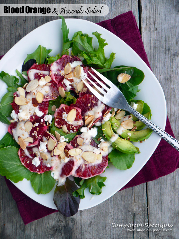 Blood Orange & Avocado Salad with Spiced Honey Yogurt Dressing ~ Sumptuous Spoonfuls #healthy #salad #recipe