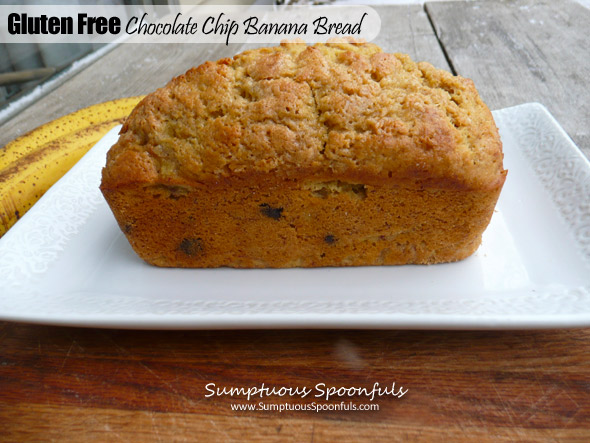 Gluten Free Chocolate Chip Banana Bread ~ Sumptuous Spoonfuls #GF #bread #recipe