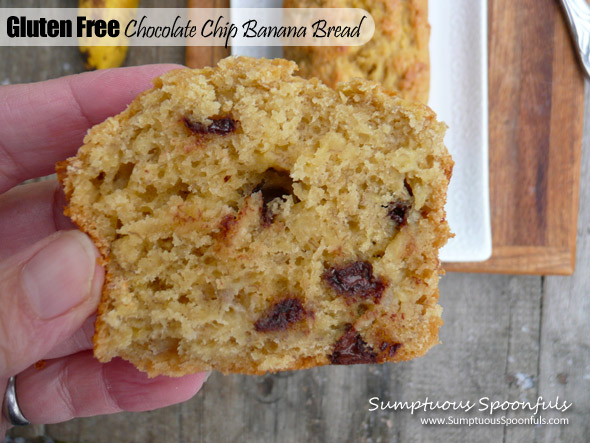 Gluten Free Chocolate Chip Banana Bread ~ Sumptuous Spoonfuls #GF #bread #recipe