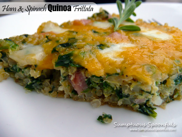 Ham & Spinach Skillet Quinoa Frittata ~ Sumptuous Spoonfuls #easy #egg #recipe