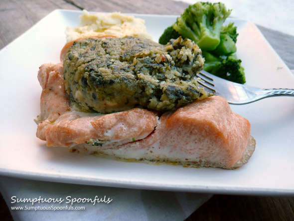 Pete's Seafood Club ~ Spinach & Feta Stuffed Salmon