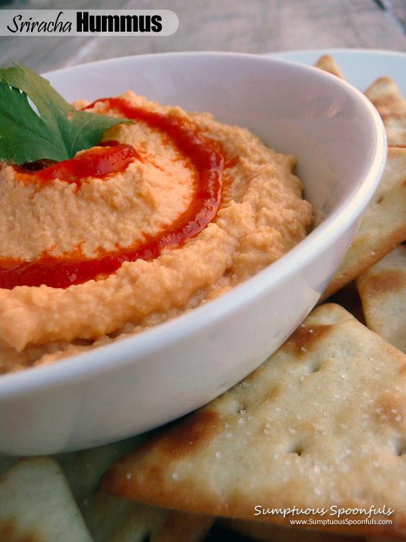 Sriracha Hummus ~ Recipe & a bit of the history of hummus from Sumptuous Spoonfuls