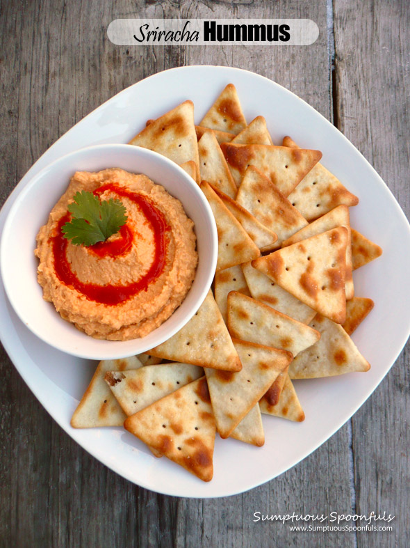 Sriracha Hummus ~ Recipe & a bit of the history of hummus from Sumptuous Spoonfuls