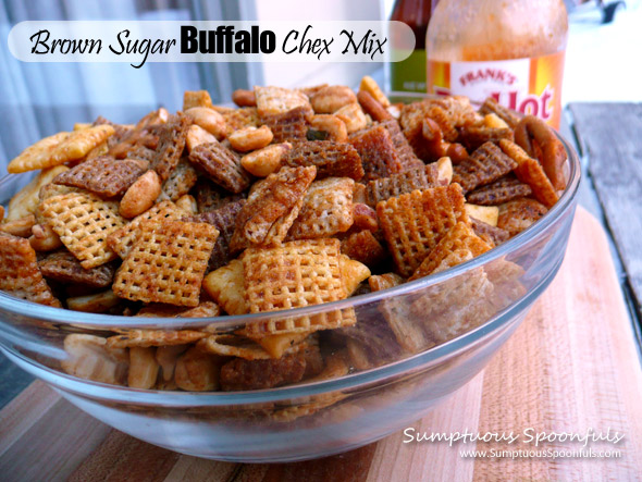 Brown Sugar Buffalo Chex Mix ~ Sumptuous Spoonfuls Party Mix #Recipe