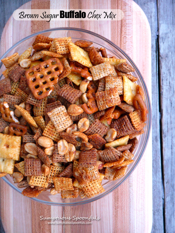 Brown Sugar Buffalo Chex Mix ~ Sumptuous Spoonfuls Party Mix #Recipe