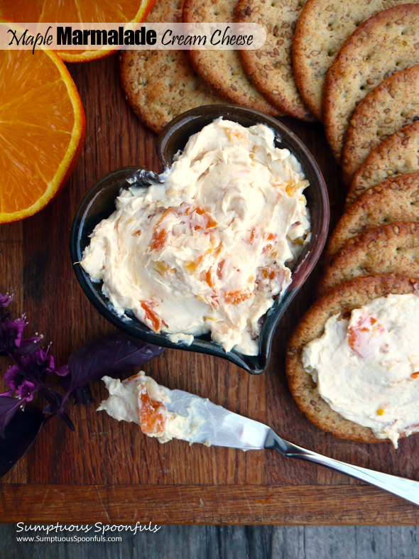 Maple Marmalade Cream Cheese ~ Sumptuous Spoonfuls #schmear #recipe