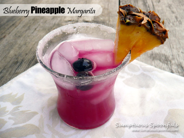 Blueberry Pineapple Margaritas ~ Sumptuous Spoonfuls #margarita #cocktail #recipe