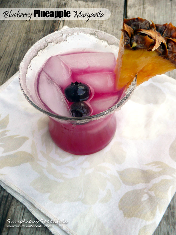 Blueberry Pineapple Margaritas ~ Sumptuous Spoonfuls #margarita #cocktail #recipe