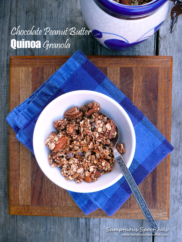Chocolate Peanut Butter Quinoa Granola ~ Sumptuous Spoonfuls #quinoa #granola #recipe