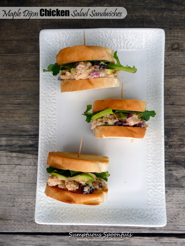 Maple Dijon Chicken Salad Sandwich ~ Sumptuous Spoonfuls #LowFat #Chicken #Sandwich # recipe