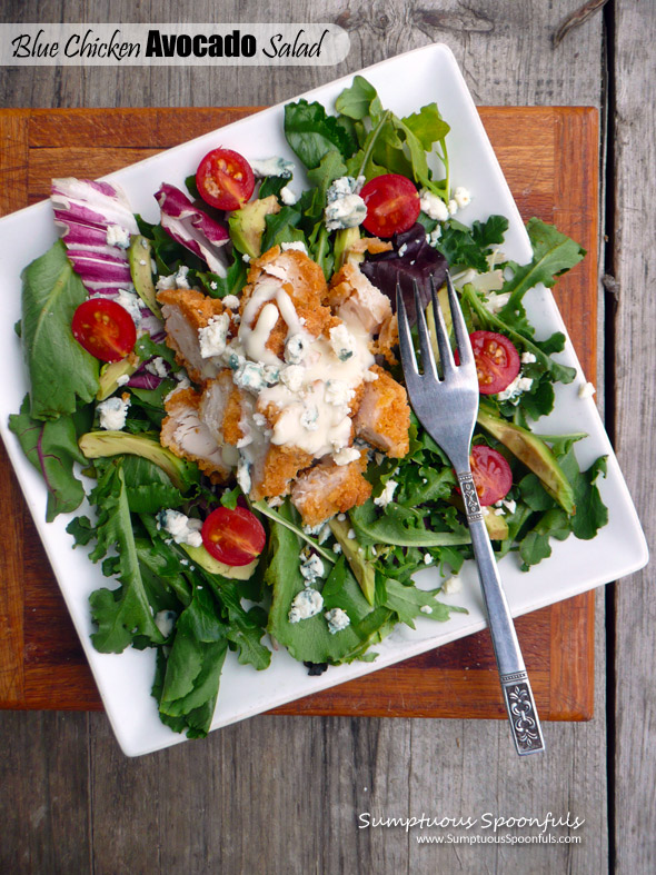 Blue Chicken Avocado Salad ~ Sumptuous Spoonfuls #salad #recipe