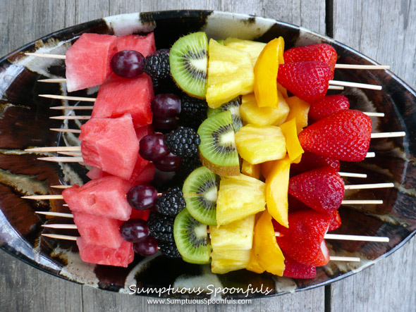 Fruit Kebabs ~ Sumptuous Spoonfuls #fruit #kabobs