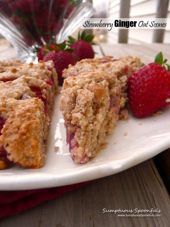 Strawberry Ginger Oat Scones ~ Sumptuous Spoonfuls #healthy #scone #recipe