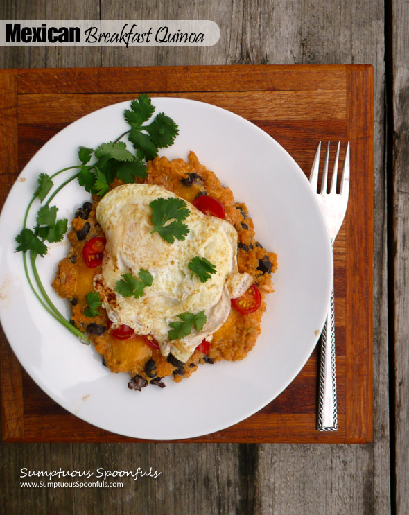 Mexican Breakfast Quinoa ~ Sumptuous Spoonfuls #healthy #quick #Mexican #breakfast