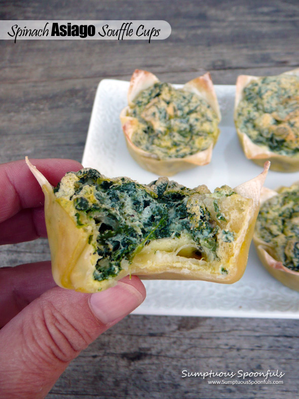 Spinach Asiago Souffle Cups ~ Sumptuous Spoonfuls #breakfast or #appetizer #recipe