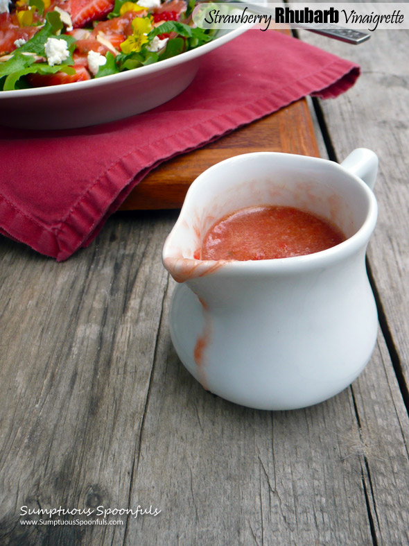 Strawberry Rhubarb Vinaigrette Salad Dressing ~ Sumptuous Spoonfuls #healthy #homemade #salad #dressing