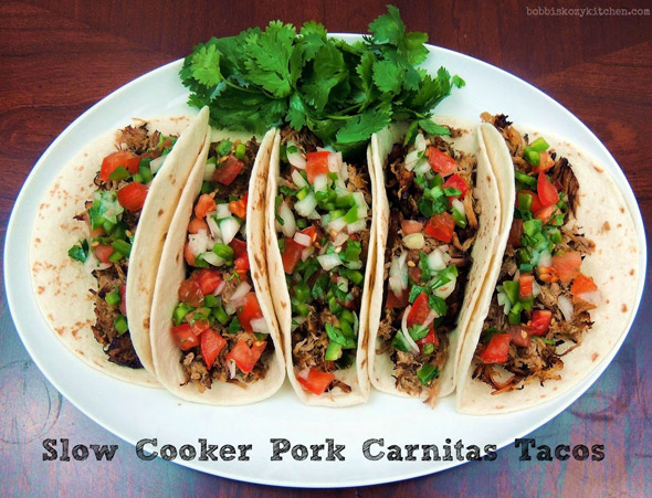 Slow Cooker Pork Carnitas Tacos - Bobbi's Kozy Kitchen