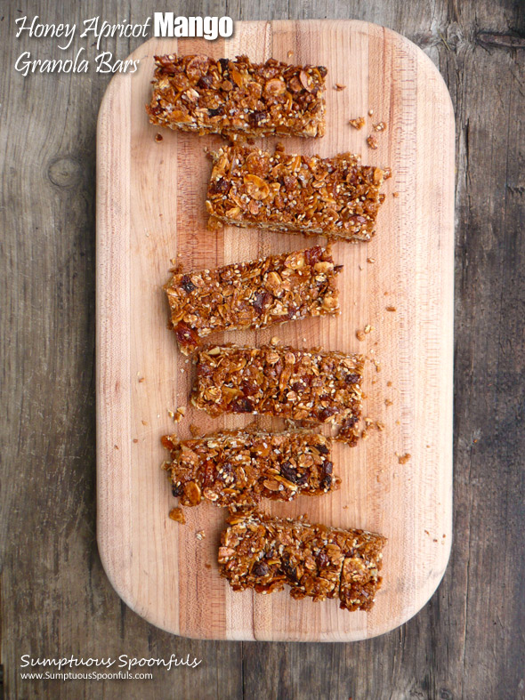 Honey Apricot Mango Granola Bars ~ Sumptuous Spoonfuls #easy #homemade #granola #bars #recipe