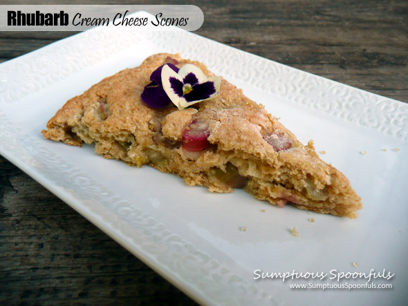 Rhubarb Cream Cheese Scones ~ Sumptuous Spoonfuls #rhubarb #scone #recipe