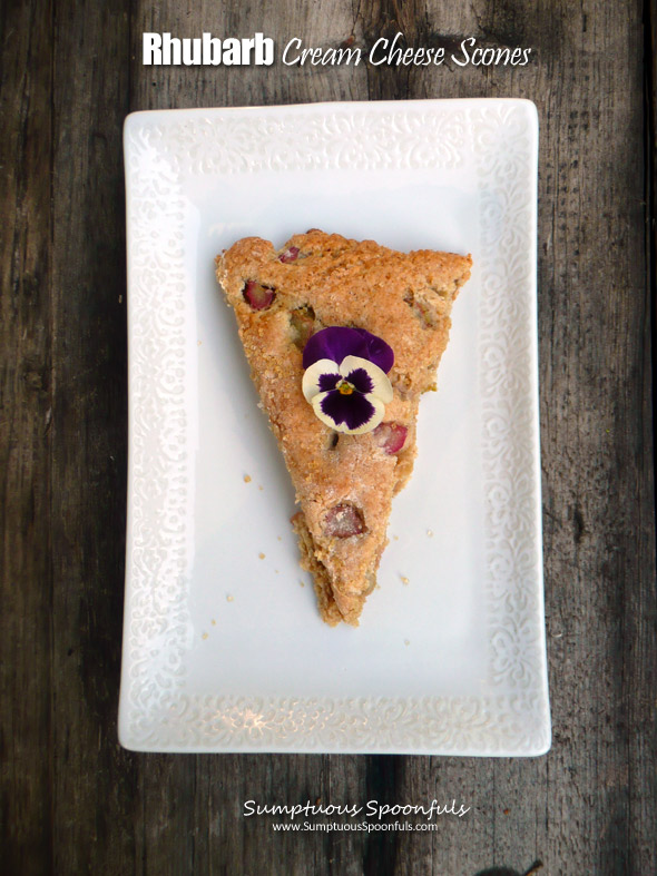 Rhubarb Cream Cheese Scones ~ Sumptuous Spoonfuls #rhubarb #scone #recipe