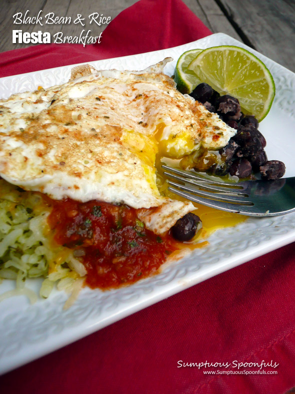 Black Bean & Rice Fiesta Breakfast ~ Sumptuous Spoonfuls #hearty #easy #meatless #breakfast #recipe