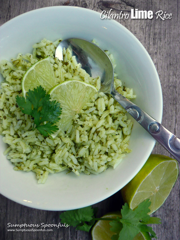 Cilantro Lime Rice ~ Sumptuous Spoonfuls #sidedish #cilantro #rice #recipe