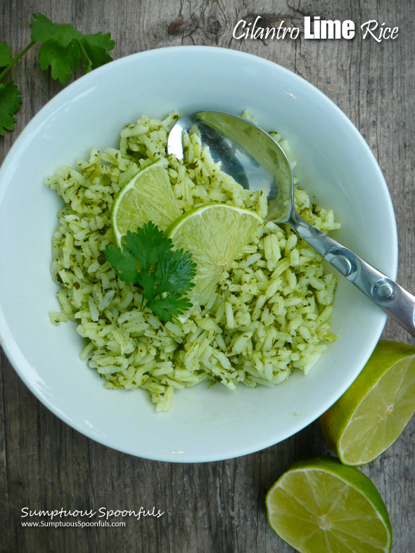Cilantro Lime Rice ~ Sumptuous Spoonfuls #sidedish #cilantro #rice #recipe