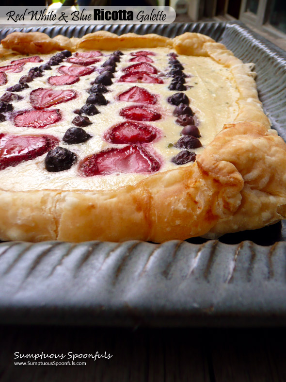 Red White & Blue Ricotta Galette ~ Sumptuous Spoonfuls #4thofJuly #dessert #recipe