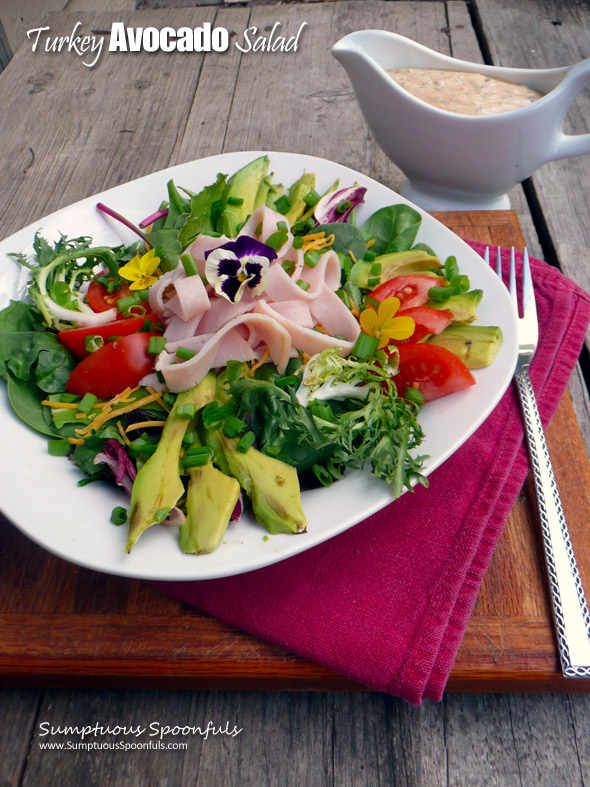 Turkey Avocado Salad with Herb Chipotle Ranch Dressing ~ Sumptuous Spoonfuls #dinner #salad #recipe