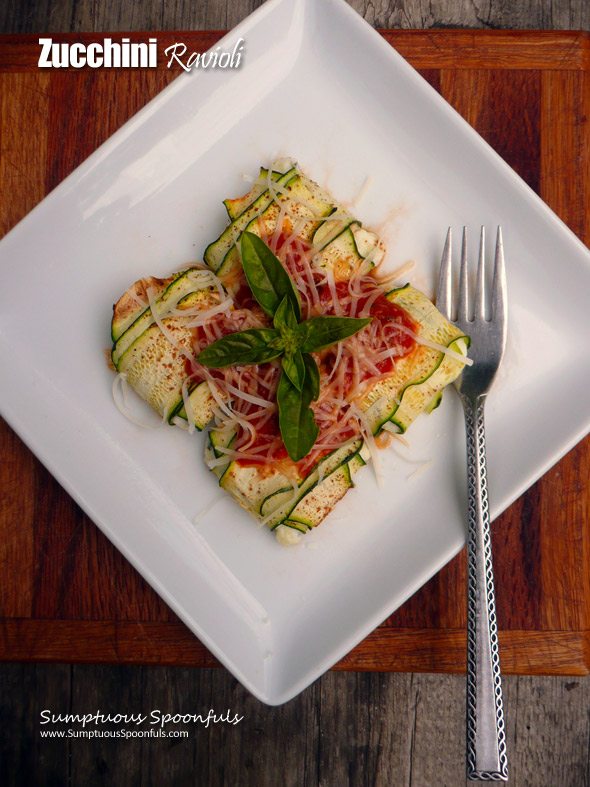 Zucchini Ravioli ~ Sumptuous Spoonfuls #zucchini #ricotta #cheese #gf #recipe