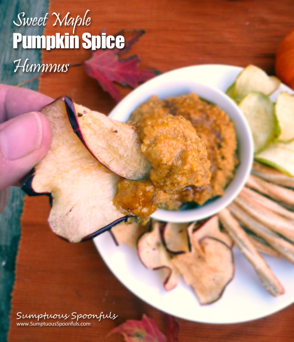 Sweet Maple Pumpkin Spice Hummus ~ Sumptuous Spoonfuls #sweet #autumn #hummus #recipe