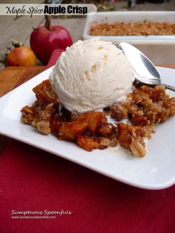 Maple Spice Apple Crisp ~ Sumptuous Spoonfuls #lowsugar #apple #crisp