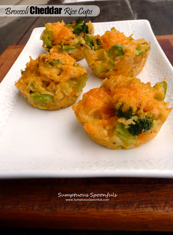 Broccoli Cheddar Rice Cups ~ Sumptuous Spoonfuls #healthy #snack #appetizer #recipe