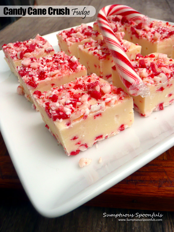 Candy Cane Crush Fudge ~ Sumptuous Spoonfuls #easy #peppermint #whitechocolate #fudge #recipe