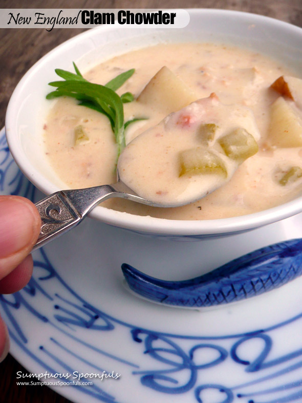 New England Clam Chowder ~ Sumptuous Spoonfuls #light #creamy #clam #chowder #recipe
