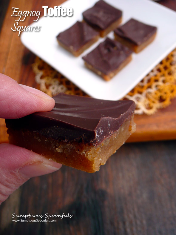 Eggnog Toffee Squares ~ Sumptuous Spoonfuls #shortbread #toffee #eggnog #dessert #recipe