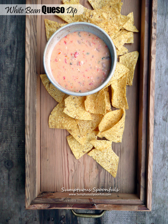 White Bean Queso Dip ~ Sumptuous Spoonfuls #mexican #bean & cheese #dip #recipe